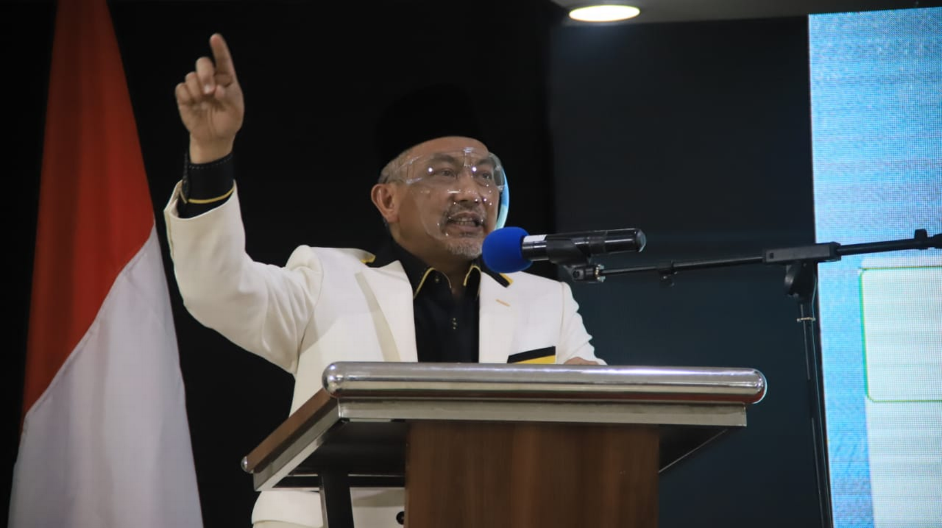 Presiden PKS Ahmad Syaikhu saat memberikan arahan dalam Konsolidasi Nasional Pilkada 2020 di Depok, Kamis (5/11) (PKSFoto Depok)