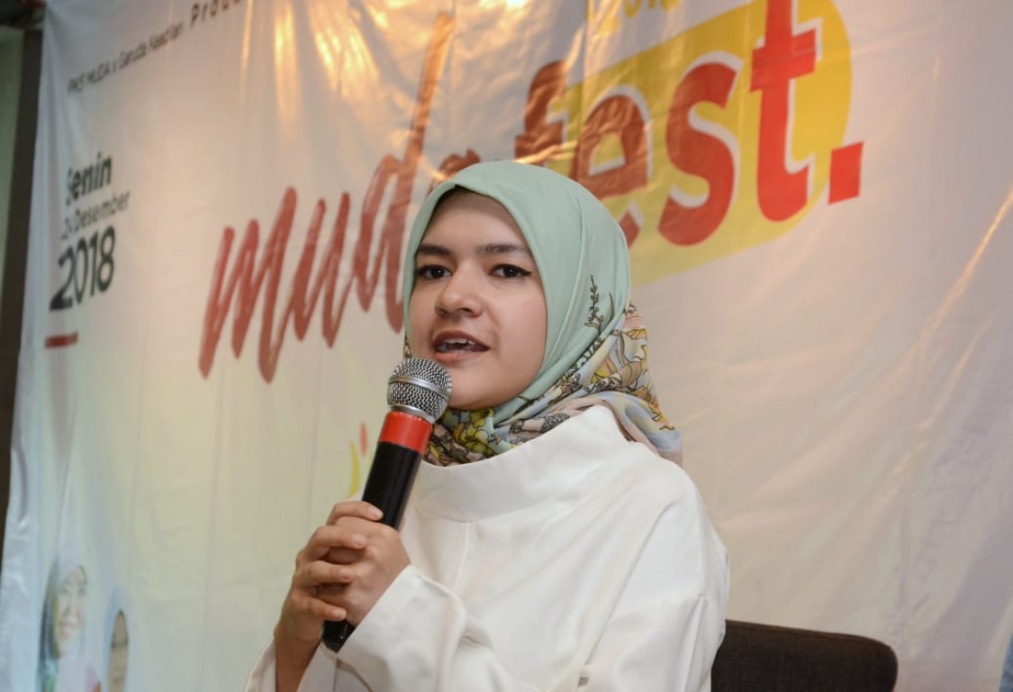 Anggota Gerakan Milenial Indonesia (GMI) untuk Prabowo Sandi, Dhienda Nasrul (Donny/PKSFoto)