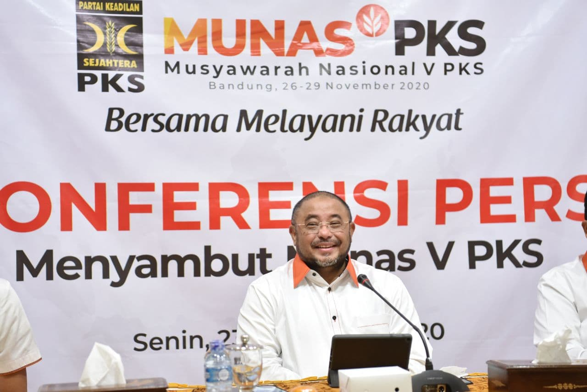 Sekretaris Jenderal PKS Habib Aboe Bakar Alhabsyi saat konferensi pers jelang Munas V PKS, Jakarta, Senin (23/11/2020). (Donny/PKSFoto)