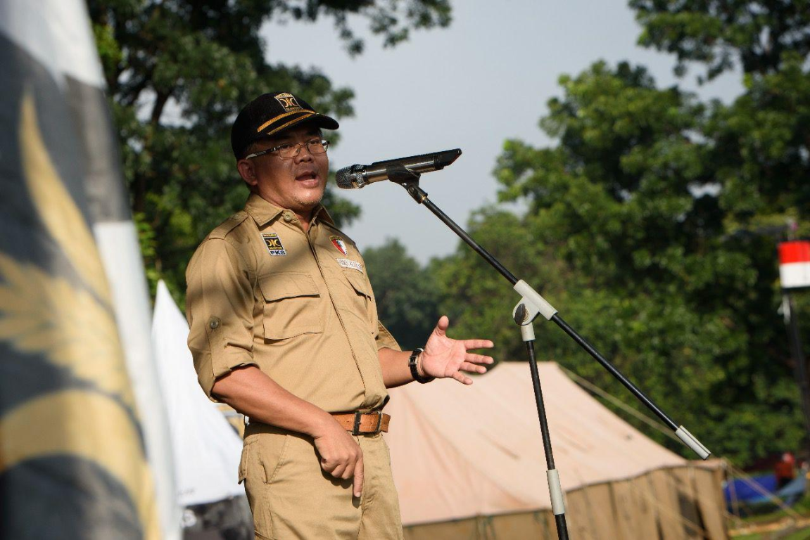 Presiden Partai Keadilan Sejahtera Mohamad Sohibul Iman saat memberikan sambutan di Kembara Jakarta, Cibubur, Jumat (14/02/2020). (Hilal/PKSFoto)