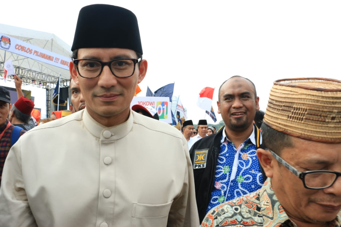 Calon Wakil Presiden Sandiaga Uno dalam Deklarasi Kampanye Damai di kawasan Monas, Jakarta, Ahad (23/9) (Yopie/PKSFoto)
