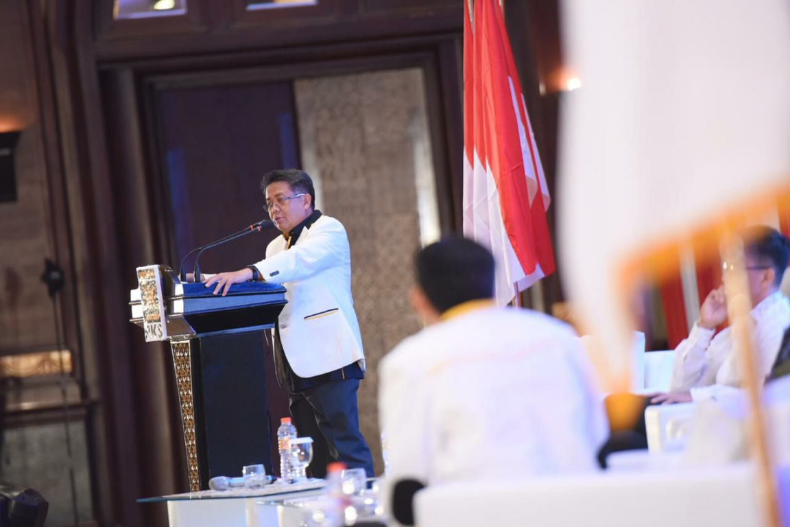 Presiden PKS Mohamad Sohibul Iman dalam sesi Leadership Talk di Rakornas PKS 2019, Jakarta, Jumat (15/11) (PKSFoto)