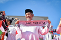 Presiden Partai Keadilan Sejahtera (PKS), Ahmad Syaikhu pada Aksi Simpatik “Selamatkan Kemanusiaan di Gaza” di Jakarta, Sabtu, 24/05/25