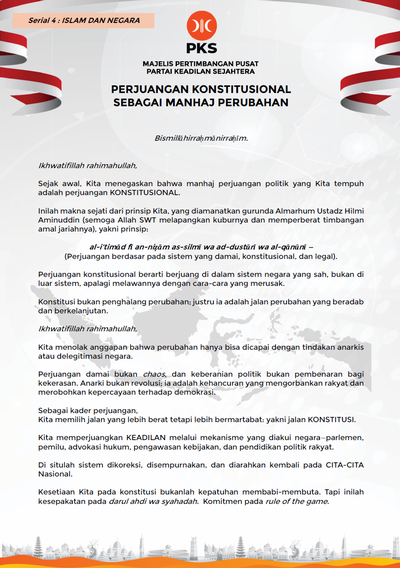 Serial 4 : Perjuangan Konstitusional Sebagai Manhaj Perubahan