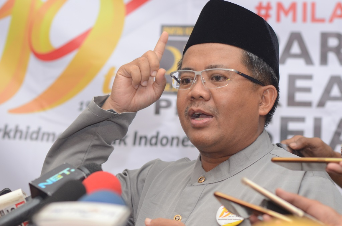Presiden PKS Mohamad Sohibul Iman memberikan keterangan pers usai puncak Milad 19 PKS di Jakarta, Ahad (30/4) (PKS Foto)