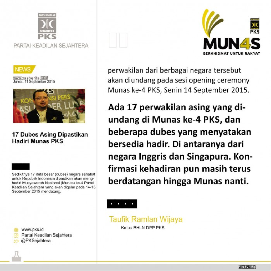 17 Dubes Negara Sahabat Hadiri Munas PKS