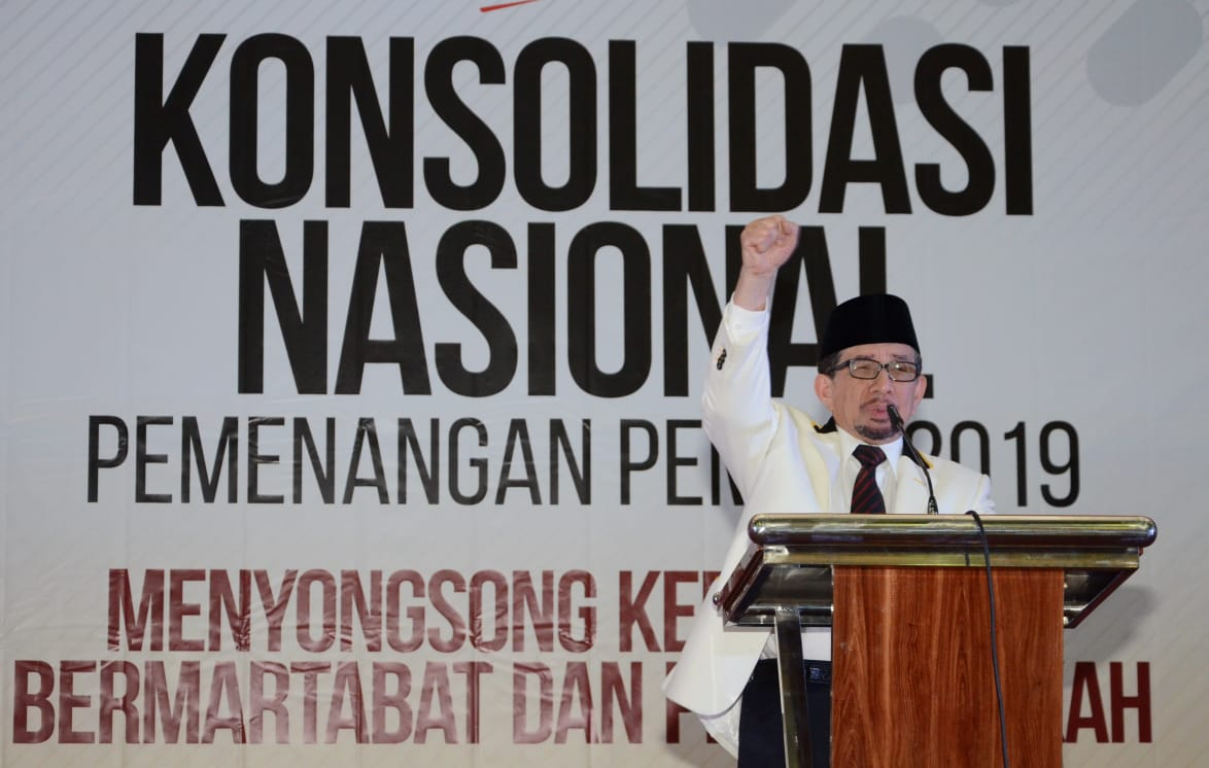 Ketua Majelis Syura PKS, Habib Salim Segaf Al-Jufrie dalam Konsolidasi Nasional Pemenang Pemilu di Hotel Bumi Wiyata, Depok, Ahad (14/10) (dok Humas PKS)