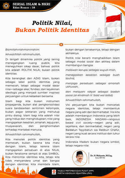 Serial 38: Politik Nilai, Bukan Politik Identitas