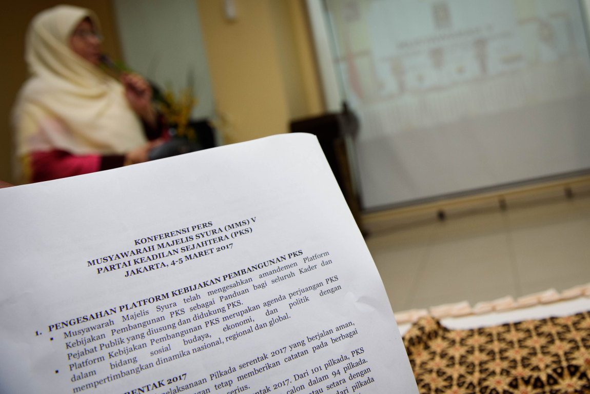 Hasil keputusan Musyawarah Majelis Syura di kantor DPP PKS, Ahad (5/3) (Hilal/PKS Foto)