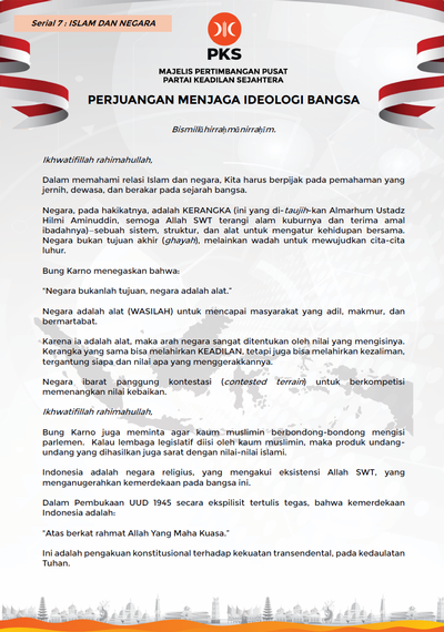 Serial 7 : Negara Sebagai Kerangka, Syariat Sebagai Nilai