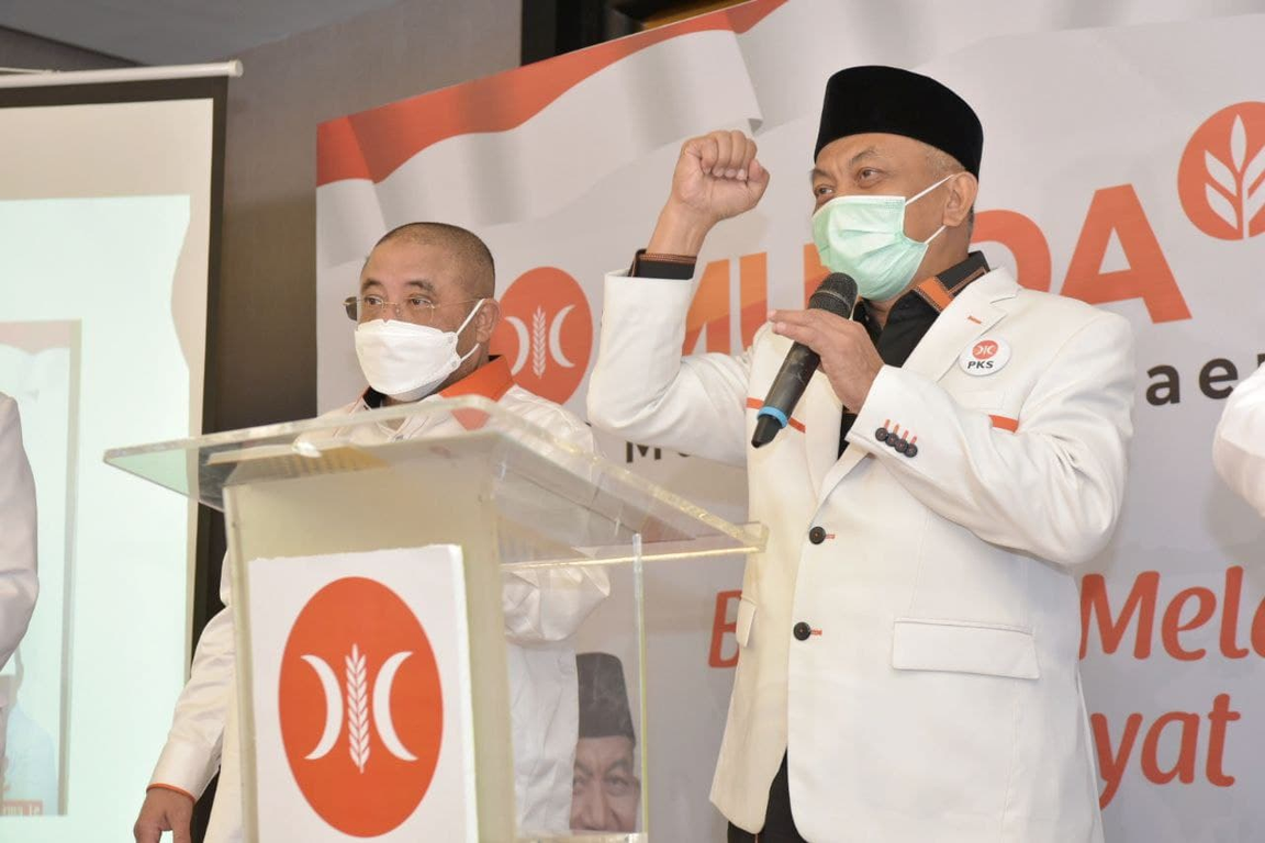 Presiden Partai Keadilan Sejahtera Ahmad Syaikhu dalam kegiatan Musyawarah Daerah di Hotel Aston, Jakarta, Senin (28/12/2020). (Donny/PKSFoto)