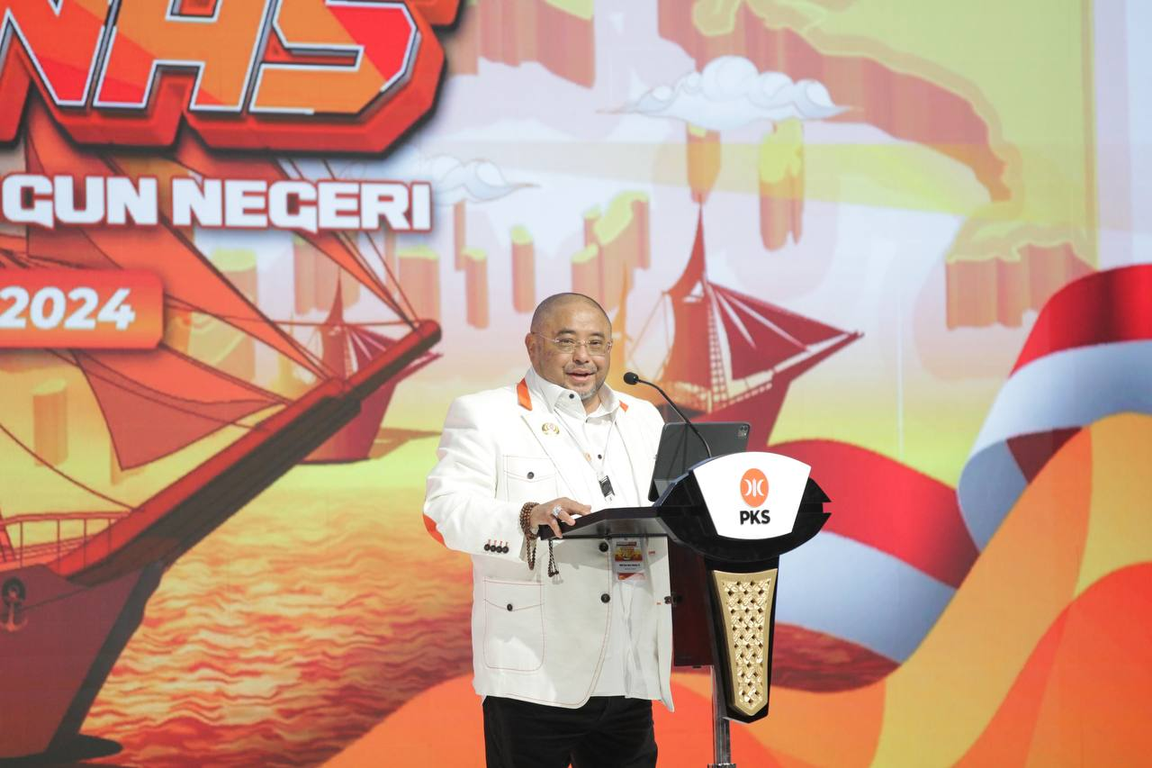Sekretaris Jenderal PKS Habib Aboe Bakar Alhabsyi pada pembukaan acara Rakernas 2024.