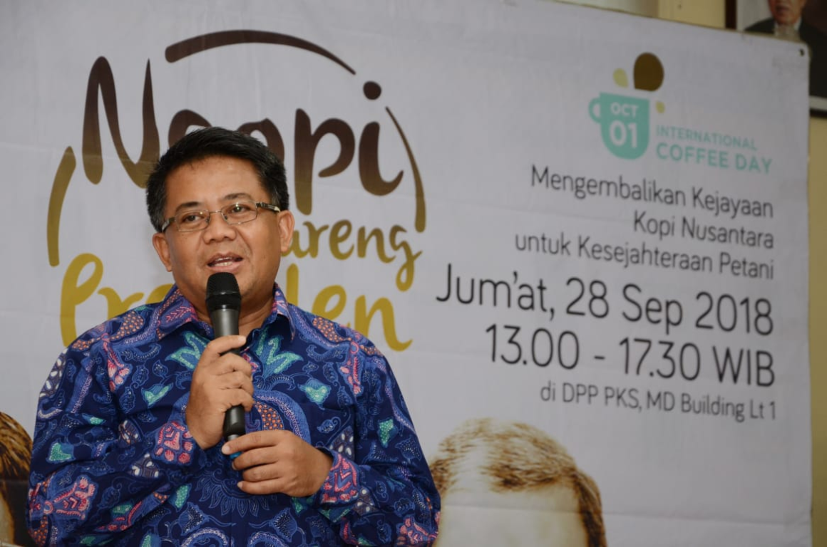 Presiden PKS Mohamad Sohibul Iman di acara Ngopi Bareng PKS di DPP PKS, Jumat (28/9/2018). Foto: Donny/PKSFoto