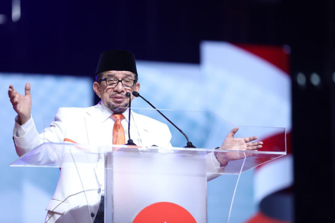 Ketua Majelis Syura PKS Dr Salim Segaf Al Jufri memberikan pidato kebangsaan dalam Puncak Milad 20 PKS (PKSFoto)