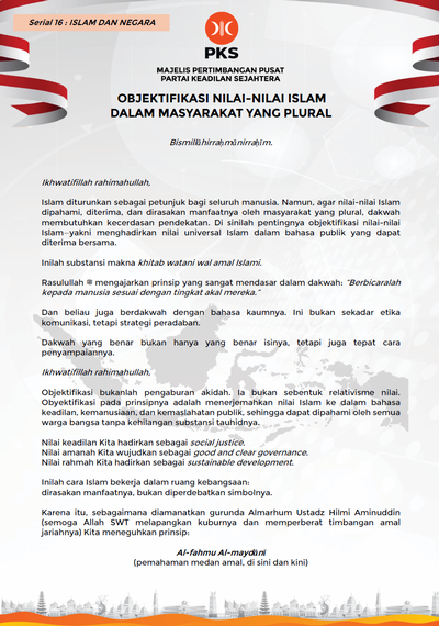 Serial 16 : Objektifikasi Nilai-Nilai Islam dalam Masyarakat yang Plural