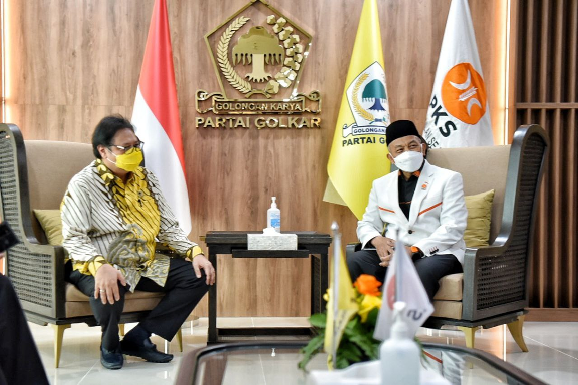 Presiden PKS Ahmad Syaikhu menggelar Silaturahim Kebangsaan dengan Ketua Umum Partai Golkar Airlangga Hartanto, Kamis (29/4/2021) (PKSFoto)