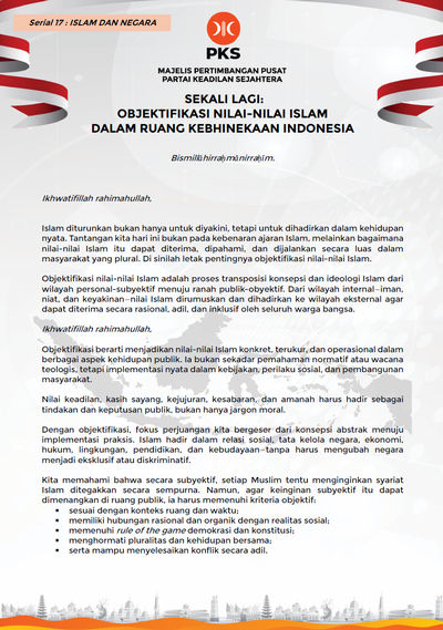 Serial 17 : Objektifikasi Nilai-Nilai Islam dalam Ruang Kebhinekaan Indonesia