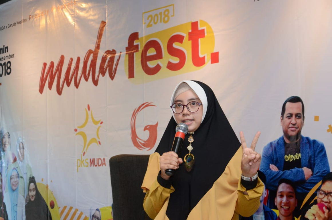 Dokter Muda Auliya Fadhilah dalam Muda Fest mengusulkan masa cuti hamil enam bulan bagi perempuan di Jakarta, Senin (24/12) (Donny/PKSFoto)