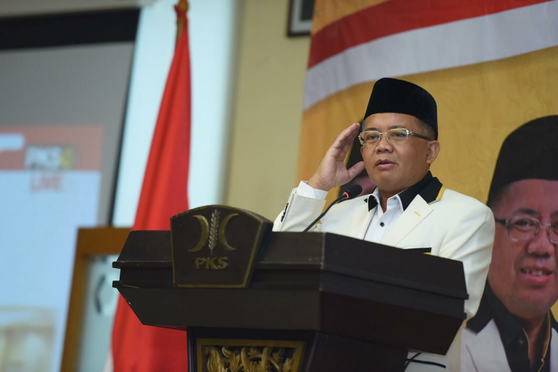 Presiden PKS Mohamad Sohibul Iman dalam Rakornas Pilkada 2020 , Sabtu (29/8/2020). (PKSFoto)