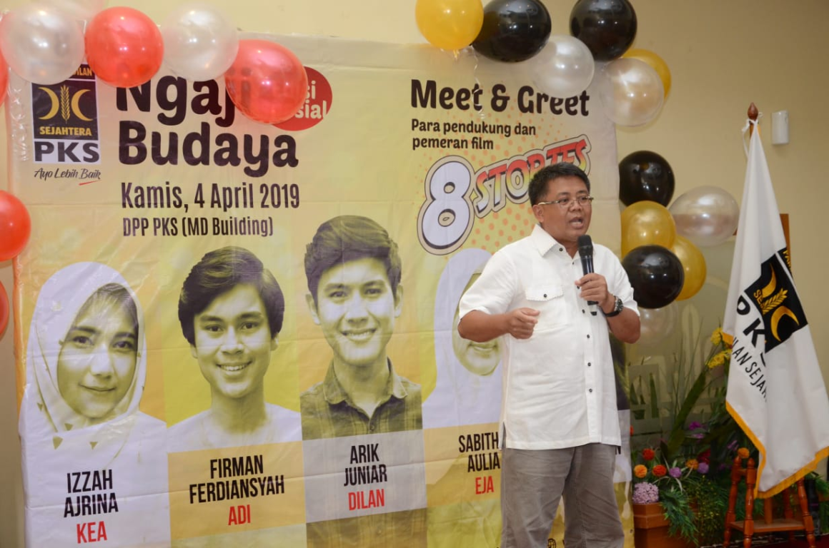 Presiden Partai Keadilan Sejahtera Mohamad Sohibul Iman saat hadiri acara Meet and Greet film 8Stories, Kamis (4/04/2019). (Donny/PKSFoto)