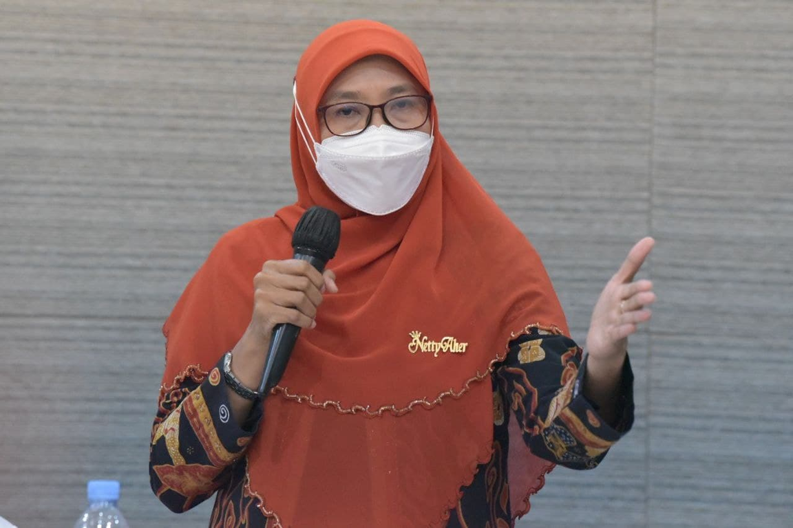 Ketua Bidang Kesejahtera Sosial DPP PKS Netty Prasetyani saat menghadiri pertemuan dengan struktur DPW PKS Aceh, Selasa (16/02/2021). (Donny/PKSFoto)