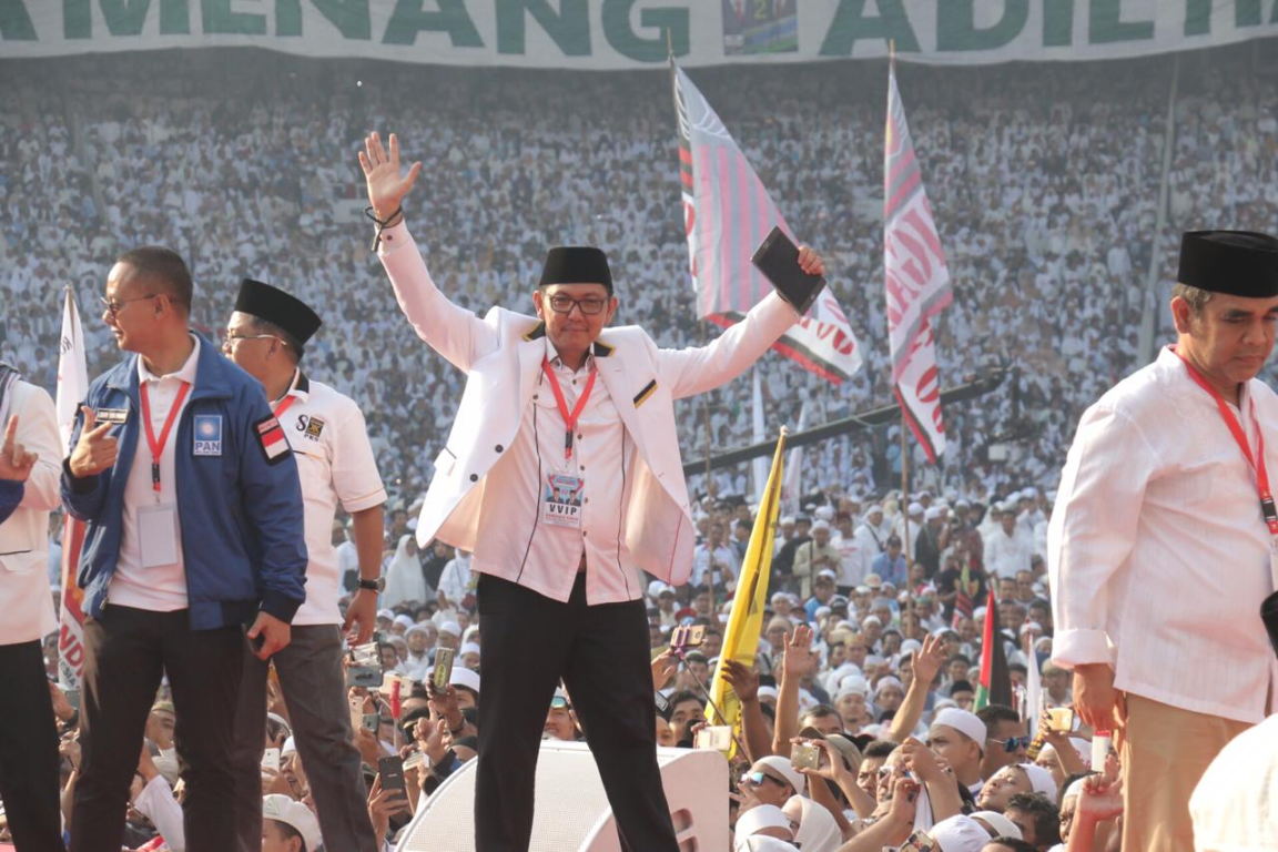 Sekretaris Jenderal PKS Mustafa Kamal dalam Kampanye Akbar di GBK, Ahad (7/4) (PKSFoto)
