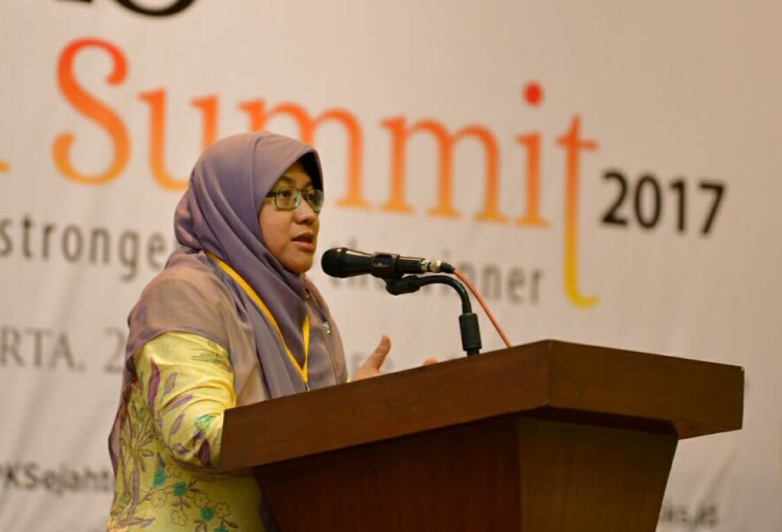 Ketua Bidang Humas DPP PKS Ledia Hanifa dalam acara PR Summit di Yogyakarta, Jumat (29/9). (El Mahmudi/PKS Foto)