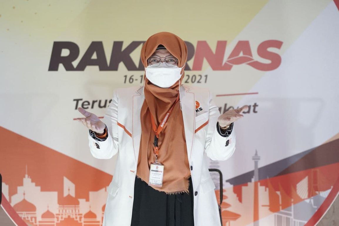 Ketua Bidang Ekonomi dan Keuangan DPP PKS Anis Byarwati dalam acara Puncak Rakernas PKS, Rabu (17/03/2021). (Donny/PKSFoto)