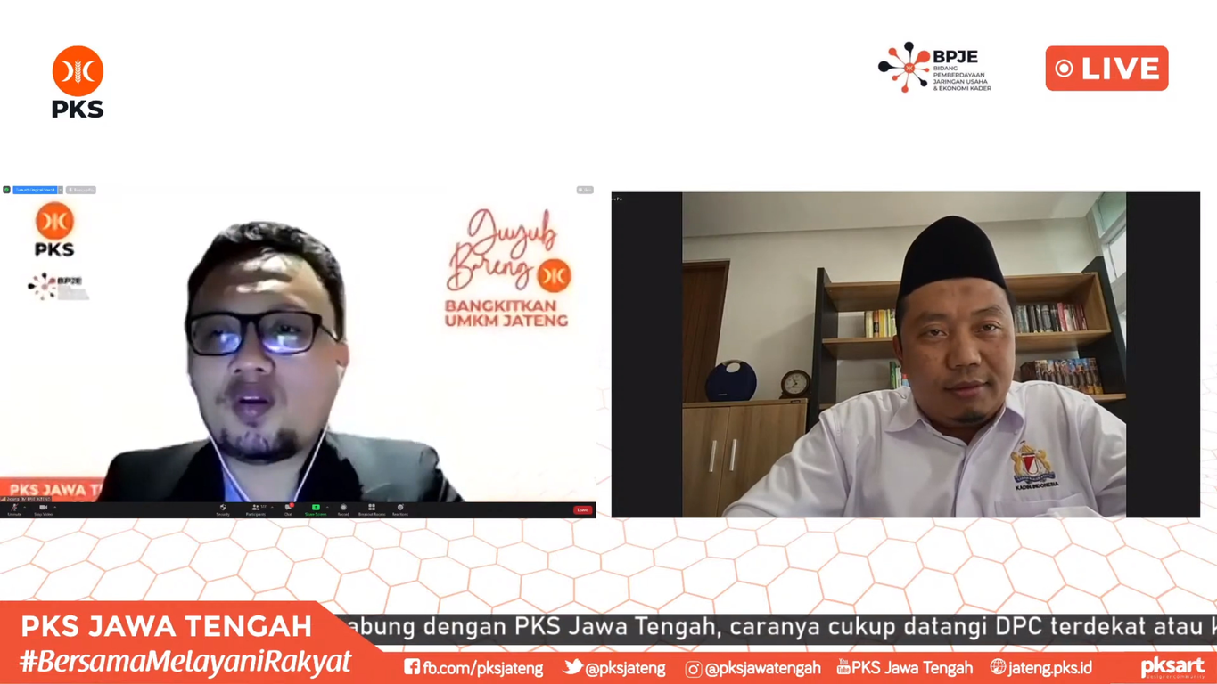Webinar UMKM yang diselenggarakan oleh DPW PKS Jawa Tengah