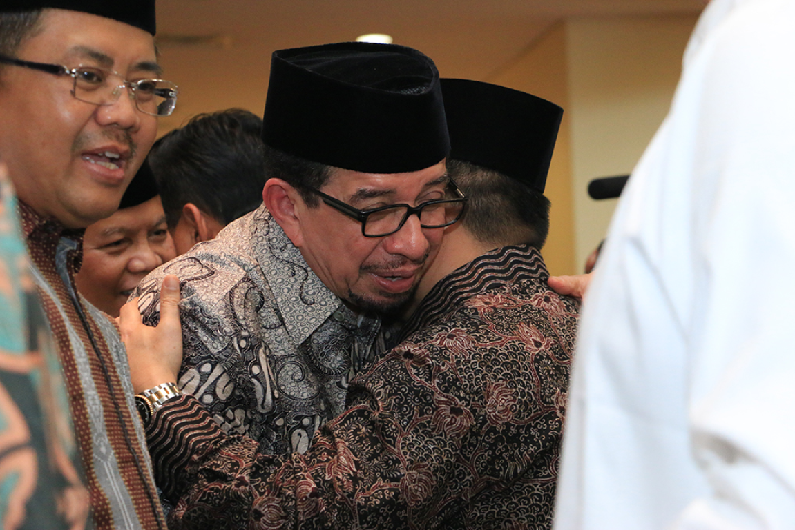 Ketua Majelis Syuro PKS Salim Segaf Al-Jufri saat halal bi halal di MD Building Jakarta, Kamis (21/7)