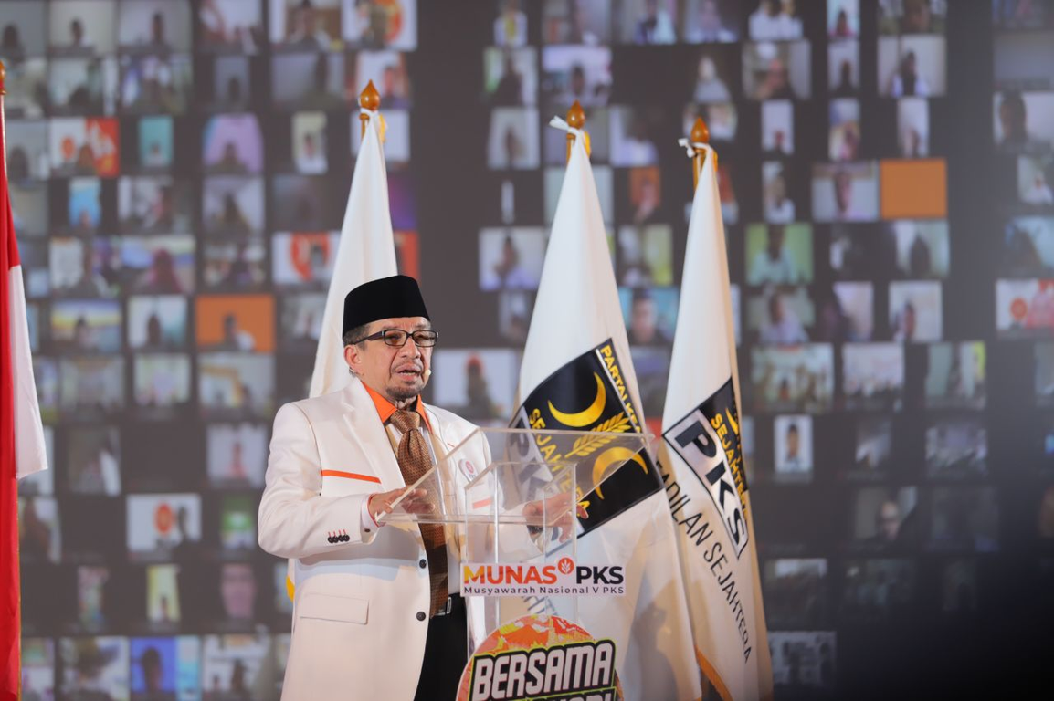 Ketua Majelis Syura PKS Habib Salim Segaf Al Jufri dalam Munas V PKS, Ahad (29/11/2020). (Juliyanto/PKSFoto)