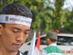Partisipasi peserta aksi menggunakan ikat kepala #RiauForRohingya CCFR, Minggu (10/9).
