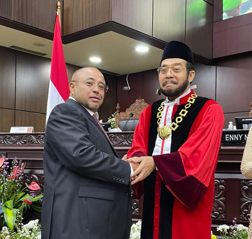 Sekretaris Jenderal Partai Keadilan Sejahtera (PKS) Habib Aboe Bakar Al Habsyi menghadiri pelantikan Ketua dan Wakil Ketua Mahkamah Konstitusi