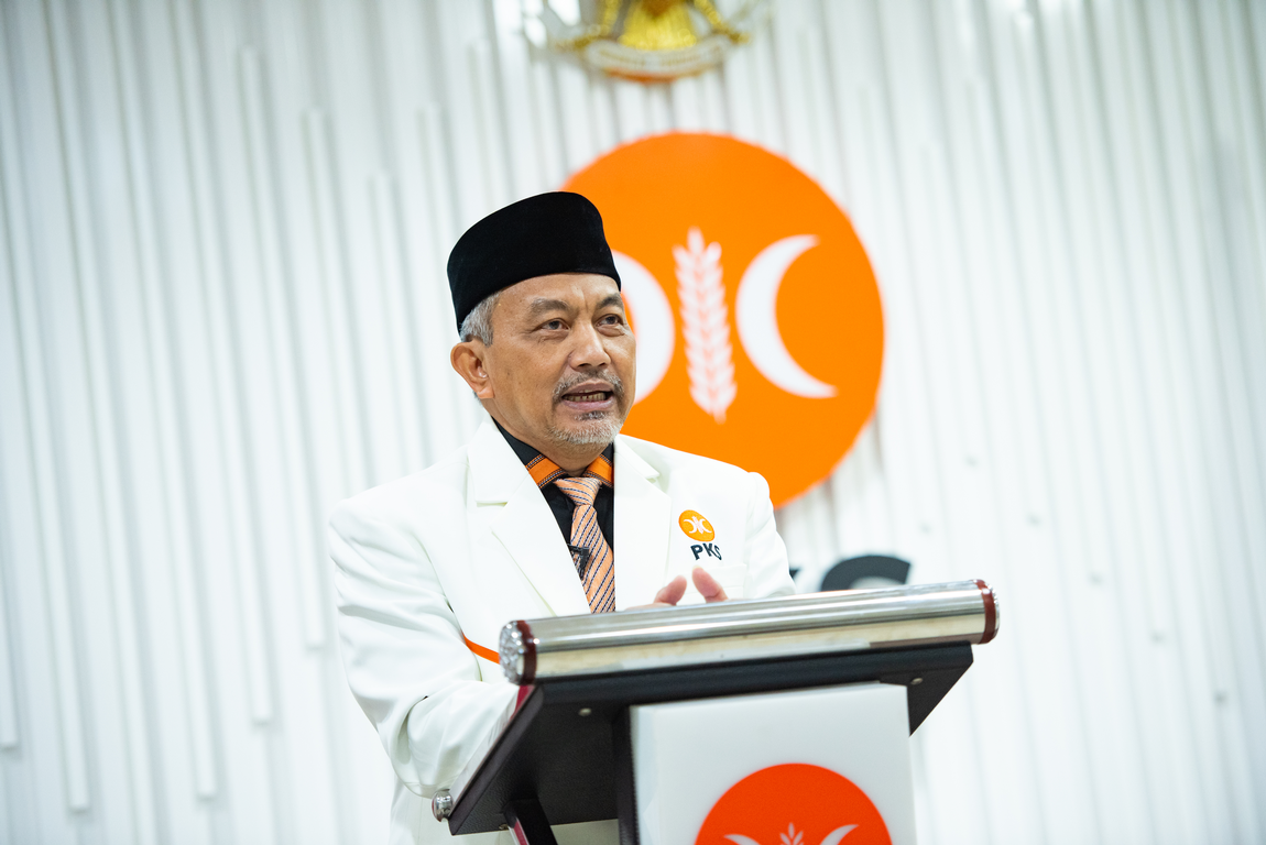 Presiden PKS, Ahmad Syaikhu memberikan Pidato Kebangsaan Partai Politik, dalam HUT ke-50 CSIS (Hilal/PKSFoto)