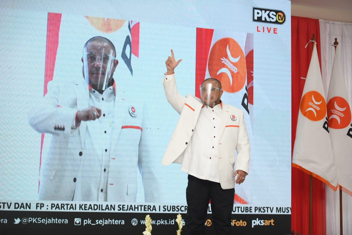 Sekjen PKS Habib Aboe Bakar Al Habsy dalam Musyawarah Wilayah serentak se-Indonesia yang digelar secara virtual, Ahad (27/12/2020) (M Hilal/PKSFoto)