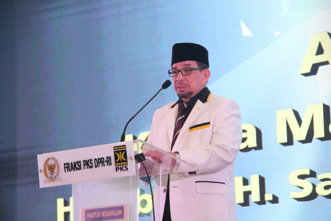 Ketua Majelis Syuro Partai Keadilan Sejahtera Habib Salim Segaf Al Jufri saat hadir dalam penutupan acara Kursus Singkat Ketahanan Nasional Fraksi PKS, Ahad (23/02/2020)